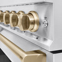 ZLINE Autograph Edition 48 in. 6.7 cu. ft. Classic Dual Fuel Range with 8 Burner DuoPro™ Cooktop and Dual Ovens in Satin Stainless Steel and Champagne Bronze Accents (PCDRSZ-48-CB)