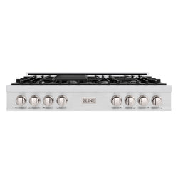 ZLINE 48 in. Classic Gas Rangetop with 8 Burners and Porcelain Cooktop in Satin Stainless Steel (RTS-48)