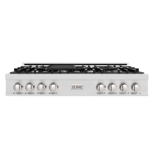 ZLINE 48 in. Classic Gas Rangetop with 8 Burners and Porcelain Cooktop in Satin Stainless Steel, Open Box-Great Condition
