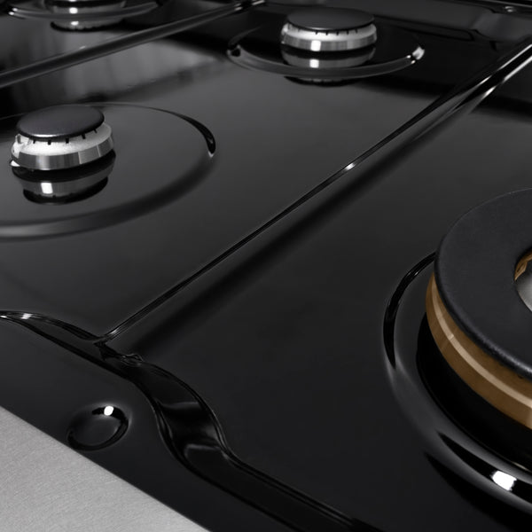 ZLINE 48 in. Classic Gas Rangetop with 8 Burners and Porcelain Cooktop in Satin Stainless Steel with Griddle (RTS-GR-48)