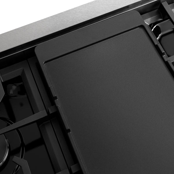 ZLINE 48 in. Classic Gas Rangetop with 8 Burners and Porcelain Cooktop in Satin Stainless Steel with Griddle (RTS-GR-48)