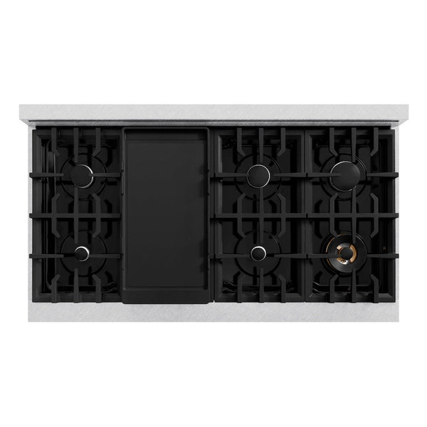 ZLINE 48 in. Classic Gas Rangetop with 8 Burners and Porcelain Cooktop in Satin Stainless Steel, Open Box-Good Condition