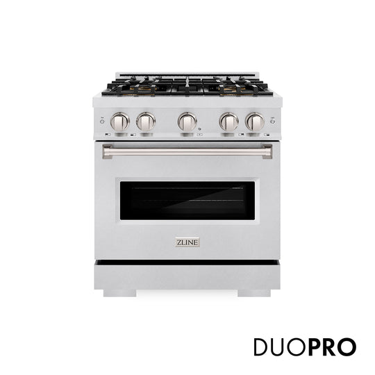 ZLINE 30 in. 4.2 cu. ft. Classic Gas Range with 4 Burner DuoPro™ Cooktop and Convection Gas Oven in Satin Stainless Steel (PCGRS-30)
