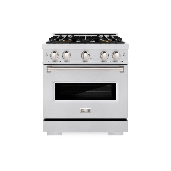 ZLINE 30 in. 4.2 cu. ft. Classic Gas Range with 4 Burner DuoPro™ Cooktop and Convection Gas Oven in Satin Stainless Steel (PCGRS-30)