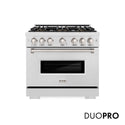 ZLINE 36 in. 5.2 cu. ft. Classic Gas Range with 6 Burner DuoPro™ Cooktop and Convection Gas Oven in Satin Stainless Steel (PCGRS-36)