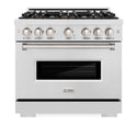 ZLINE 36 in. 5.2 cu. ft. Classic Gas Range with 6 Burner DuoPro™ Cooktop and Convection Gas Oven in Satin Stainless Steel (PCGRS-36)