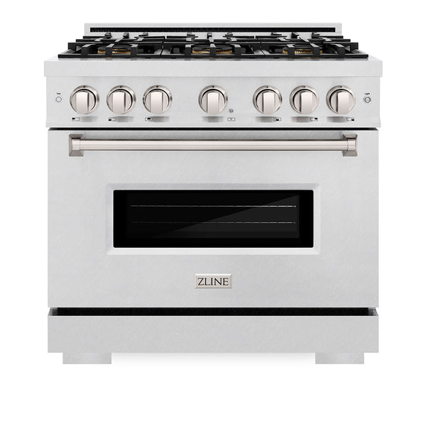ZLINE 36 in. 5.2 cu. ft. Classic Gas Range with 6 Burner DuoPro™ Cooktop and Convection Gas Oven in Satin Stainless Steel (PCGRS-36)