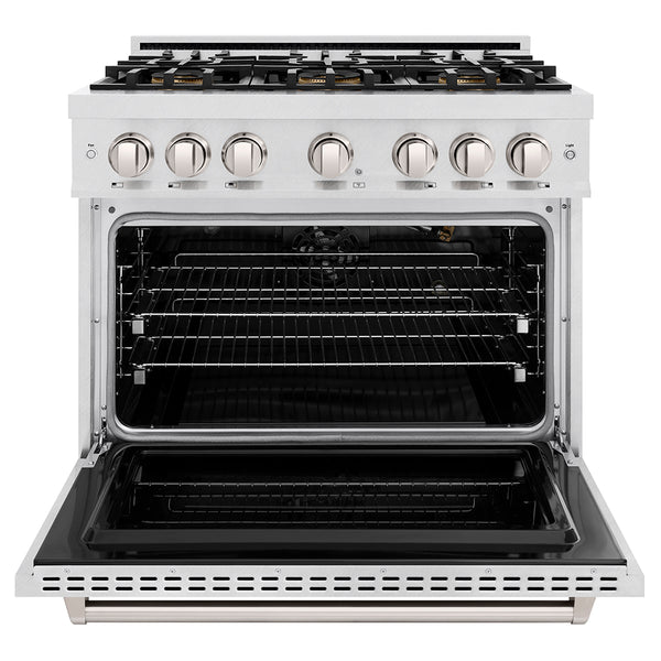 ZLINE 36 in. 5.2 cu. ft. Classic Gas Range with 6 Burner DuoPro™ Cooktop and Convection Gas Oven in Satin Stainless Steel (PCGRS-36)
