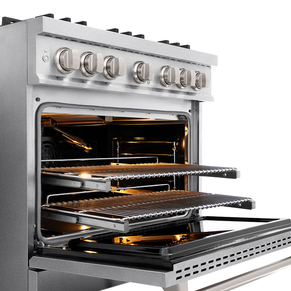 ZLINE 36 in. 5.2 cu. ft. Classic Gas Range with 6 Burner DuoPro™ Cooktop and Convection Gas Oven in Satin Stainless Steel (PCGRS-36)