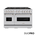 ZLINE 48 in. 6.7 cu. ft. Classic Gas Range with 8 Burner DuoPro™ Cooktop and Dual Ovens in Satin Stainless Steel (PCGRS-48)
