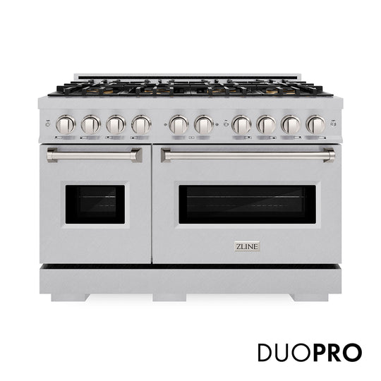 ZLINE 48 in. 6.7 cu. ft. Classic Gas Range with 8 Burner DuoPro™ Cooktop and Dual Ovens in Satin Stainless Steel (PCGRS-48)