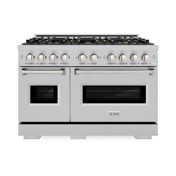 ZLINE 48 in. 6.7 cu. ft. Classic Gas Range with 8 Burner DuoPro™ Cooktop and Dual Ovens in Satin Stainless Steel, Open Box-Good Condition