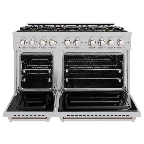 ZLINE 48 in. 6.7 cu. ft. Classic Gas Range with 8 Burner DuoPro™ Cooktop and Dual Ovens in Satin Stainless Steel (PCGRS-48)