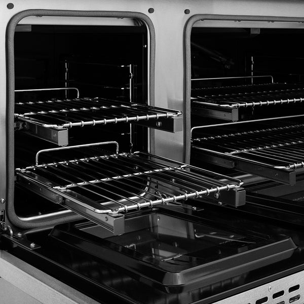 ZLINE Autograph Edition 48 in. 6.7 cu. ft. Classic Gas Range with 8 Burner DuoPro™ Cooktop and Dual Ovens in Satin Stainless Steel and Champagne Bronze Accents (PCGRSZ-48-CB)