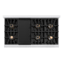ZLINE Autograph Edition 48 in. 6.7 cu. ft. Classic Gas Range with 8 Burner DuoPro™ Cooktop and Dual Ovens in Satin Stainless Steel with White Matte Doors and Champagne Bronze Accents (PCGRSZ-WM-48-CB)