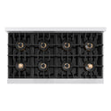 ZLINE Autograph Edition 48 in. 6.7 cu. ft. Classic Gas Range with 8 Burner DuoPro™ Cooktop and Dual Ovens in Satin Stainless Steel with White Matte Doors and Champagne Bronze Accents (PCGRSZ-WM-48-CB)
