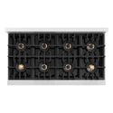 ZLINE Autograph Edition 48 in. 6.7 cu. ft. Classic Gas Range with 8 Burner DuoPro™ Cooktop and Dual Ovens in Satin Stainless Steel with White Matte Doors and Champagne Bronze Accents, Open Box-Good Condition