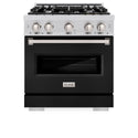 ZLINE 30 in. 4.2 cu. ft. Classic Dual Fuel Range with 4 Burner Gas Cooktop and Electric Convection Oven in Stainless Steel with Black Matte Door (CDR-BLM-30)