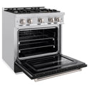 ZLINE 30 in. 4.2 cu. ft. Classic Dual Fuel Range with 4 Burner Gas Cooktop and Electric Convection Oven in Stainless Steel with Black Matte Door (CDR-BLM-30)