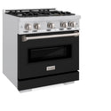 ZLINE 30 in. 4.2 cu. ft. Classic Dual Fuel Range with 4 Burner Gas Cooktop and Electric Convection Oven in Stainless Steel with Black Matte Door (CDR-BLM-30)