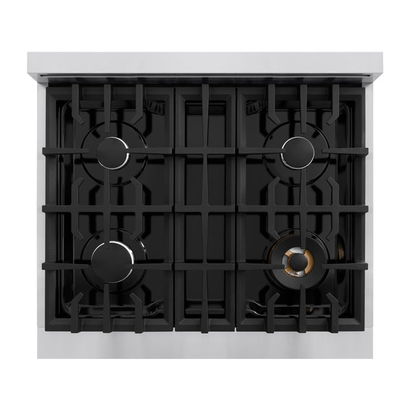 ZLINE 30 in. 4.2 cu. ft. Classic Gas Range with 4 Burner Cooktop and Convection Gas Oven in Stainless Steel with Black Matte Door (CGR-BLM-30)