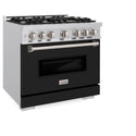ZLINE 36 in. 5.2 cu. ft. Classic Gas Range with 6 Burner Cooktop and Convection Gas Oven in Stainless Steel with Black Matte Door (CGR-BLM-36)