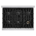 ZLINE 36 in. 5.2 cu. ft. Classic Gas Range with 6 Burner Cooktop and Convection Gas Oven in Stainless Steel with Black Matte Door (CGR-BLM-36)