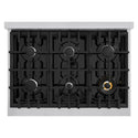 ZLINE 36 in. 5.2 cu. ft. Classic Dual Fuel Range with 6 Burner Gas Cooktop and Electric Convection Oven in Stainless Steel with Black Matte Door (CDR-BLM-36)