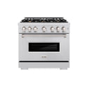 ZLINE 36 in. 5.2 cu. ft. Classic Dual Fuel Range with Gas Cooktop and Electric Convection Oven in Stainless Steel with 6 Brass Burners (CDR-BR-36)