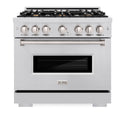 ZLINE 36 in. 5.2 cu. ft. Classic Dual Fuel Range with Gas Cooktop and Electric Convection Oven in Stainless Steel with 6 Brass Burners (CDR-BR-36)