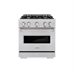 ZLINE 30 in. 4.2 cu. ft. Classic Dual Fuel Range with 4 Burner Gas Cooktop and Electric Convection Oven in Stainless Steel (CDR30)