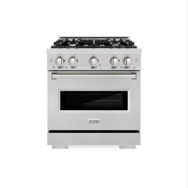 ZLINE 30 in. 4.2 cu. ft. Classic Dual Fuel Range with 4 Burner Gas Cooktop and Electric Convection Oven in Stainless Steel (CDR30)