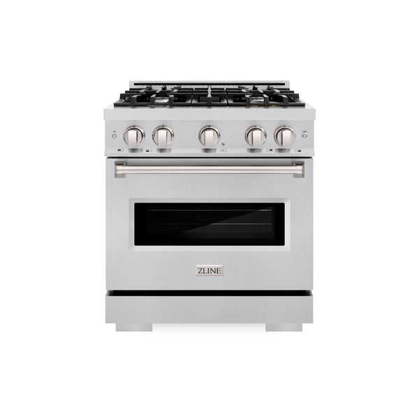 ZLINE 30 in. 4.2 cu. ft. Classic Dual Fuel Range with 4 Burner Gas Cooktop and Electric Convection Oven in Stainless Steel, Open Box-Great Condition
