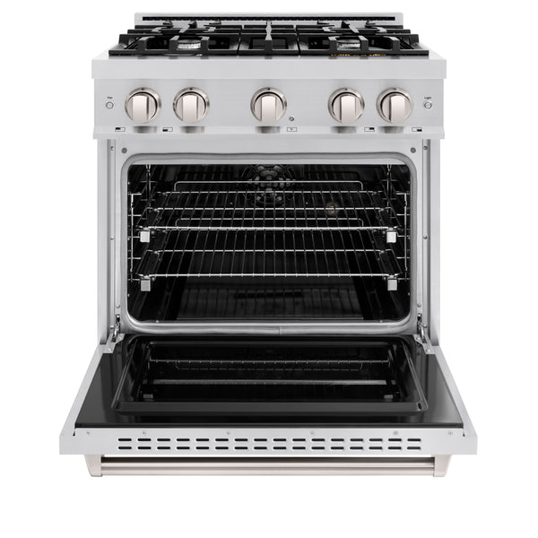 ZLINE 30 in. 4.2 cu. ft. Classic Dual Fuel Range with 4 Burner Gas Cooktop and Electric Convection Oven in Stainless Steel, Open Box-Great Condition