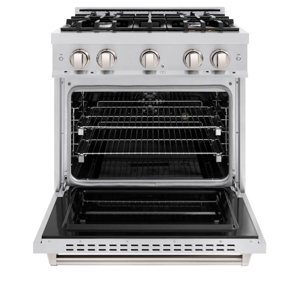 ZLINE 30 in. 4.2 cu. ft. Classic Dual Fuel Range with 4 Burner Gas Cooktop and Electric Convection Oven in Stainless Steel, Open Box-Good Condition