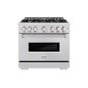 ZLINE 36 in. 5.2 cu. ft. Classic Dual Fuel Range with 6 Burner Gas Cooktop and Electric Convection Oven in Stainless Steel, Open Box-Great Condition