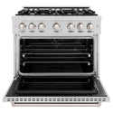 ZLINE 36 in. 5.2 cu. ft. Classic Dual Fuel Range with 6 Burner Gas Cooktop and Electric Convection Oven in Stainless Steel, Open Box-Good Condition