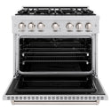 ZLINE 36 in. 5.2 cu. ft. Classic Dual Fuel Range with 6 Burner Gas Cooktop and Electric Convection Oven in Stainless Steel, Open Box-Great Condition