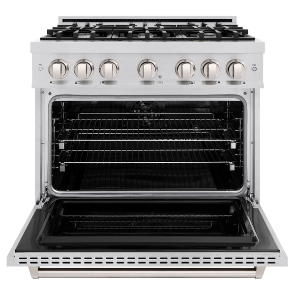 ZLINE 36 in. 5.2 cu. ft. Classic Dual Fuel Range with 6 Burner Gas Cooktop and Electric Convection Oven in Stainless Steel, Open Box-Great Condition