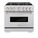 ZLINE 36 in. 5.2 cu. ft. Classic Dual Fuel Range with 6 Burner Gas Cooktop and Electric Convection Oven in Stainless Steel, Open Box-Great Condition