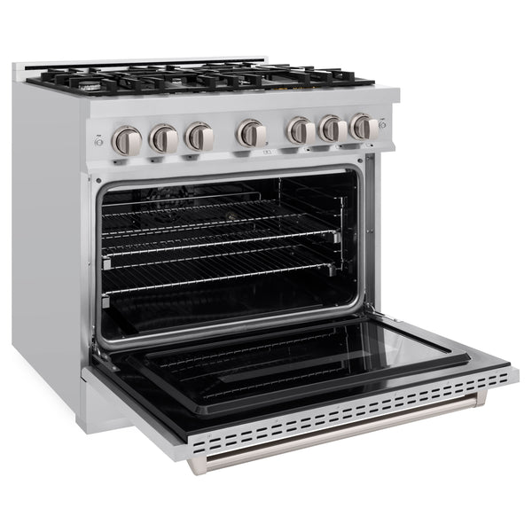 ZLINE 36 in. 5.2 cu. ft. Classic Dual Fuel Range with 6 Burner Gas Cooktop and Electric Convection Oven in Stainless Steel, Open Box-Great Condition