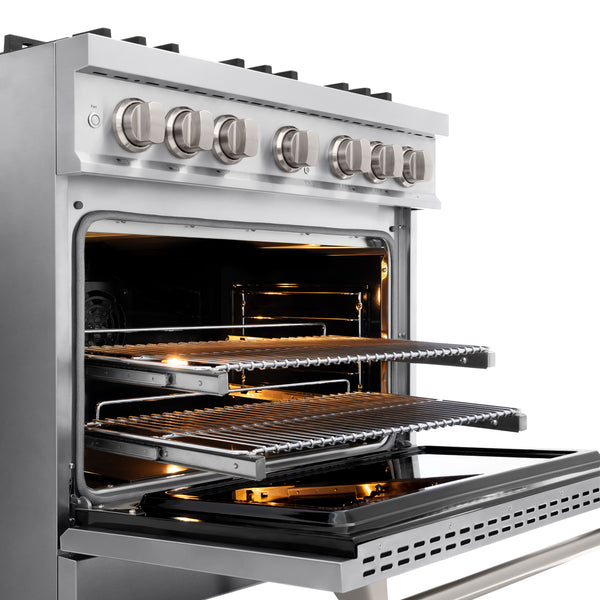 ZLINE 36 in. 5.2 cu. ft. Classic Dual Fuel Range with 6 Burner Gas Cooktop and Electric Convection Oven in Stainless Steel, Open Box-Great Condition