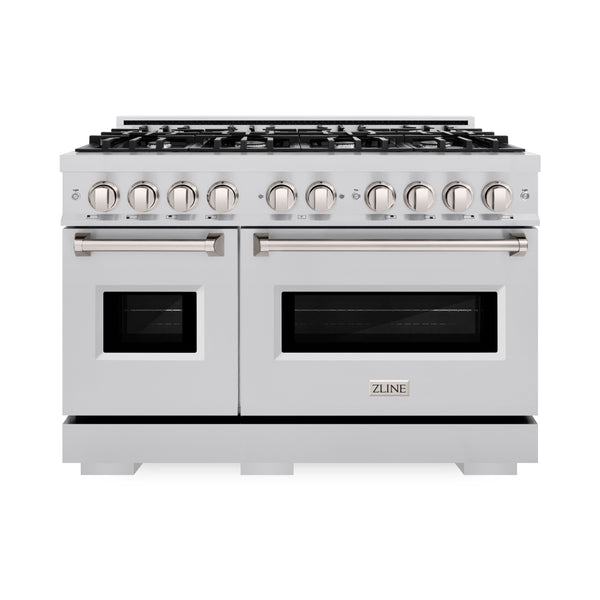 ZLINE 48 in. 6.7 cu. ft. Classic Double Oven Dual Fuel Range with 8 Burner Gas Cooktop in Stainless Steel, Open Box-Great Condition