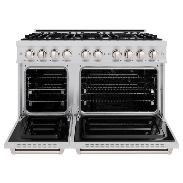ZLINE 48 in. 6.7 cu. ft. Classic Double Oven Dual Fuel Range with 8 Burner Gas Cooktop in Stainless Steel, Open Box-Great Condition
