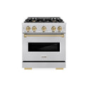 ZLINE Autograph Edition 30 in. 4.2 cu. ft. Classic Dual Fuel Range with 4 Burner Gas Cooktop and Electric Convection Oven in Stainless Steel with Champagne Bronze Accents (CDRZ-30-CB)