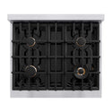 ZLINE Autograph Edition 30 in. 4.2 cu. ft. Classic Dual Fuel Range with 4 Burner Gas Cooktop and Electric Convection Oven in Stainless Steel with Champagne Bronze Accents, Open Box-Good Condition