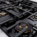 ZLINE Autograph Edition 36 in. 5.2 cu. ft. Classic Dual Fuel Range with 6 Burner Gas Cooktop and Electric Convection Oven in Stainless Steel with Champagne Bronze Accents, Open Box-Good Condition