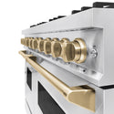 ZLINE Autograph Edition 48 in. 6.7 cu. ft. Classic Double Oven Dual Fuel Range with 8 Burner Gas Cooktop in Stainless Steel and Champagne Bronze Accents, Open Box-Great Condition