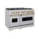 ZLINE Autograph Edition 48 in. 6.7 cu. ft. Classic Double Oven Dual Fuel Range with 8 Burner Gas Cooktop in Stainless Steel and Champagne Bronze Accents, Open Box-Good Condition