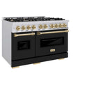 ZLINE Autograph Edition 48 in. 6.7 cu. ft. Classic Double Oven Dual Fuel Range with 8 Burner Gas Cooktop in Stainless Steel with Black Matte Doors and Champagne Bronze Accents, Open Box-Good Condition